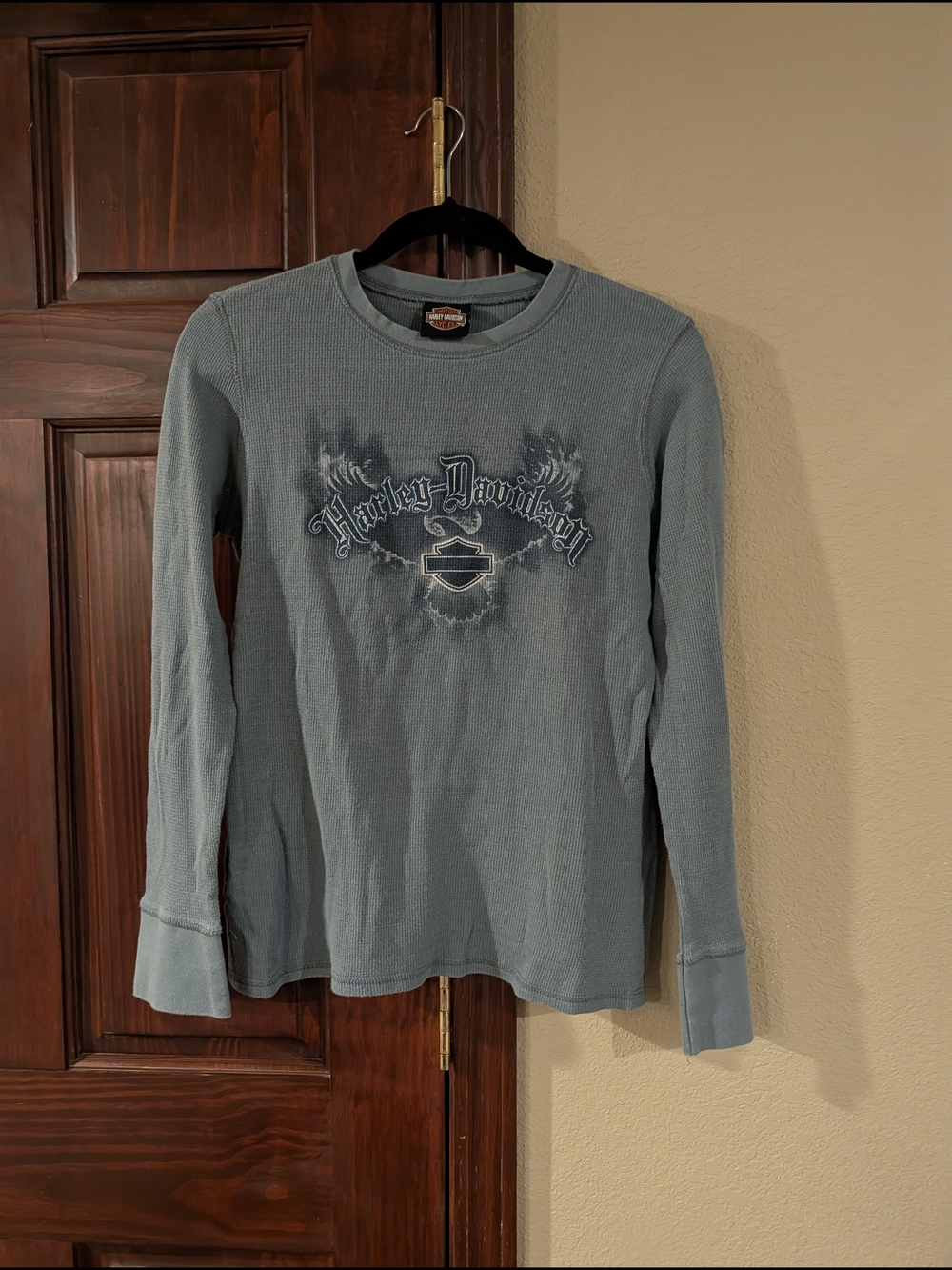 Harley-Davidson Women's Long Sleeve Thermal Top - Slate Blue Graphic